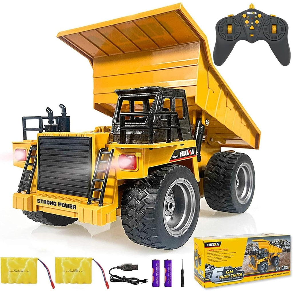 Buy now Remote Control Construction Dump Truck Toy 2.4G RC Truck 6 Channel Bulldozer 4 Wheel Driver Mine Construction Alloy Metal Vehicle Truck 1:18 with 2 Rechargeable Batteries for Boys Birthday Xmas Gift Default at indiglob india