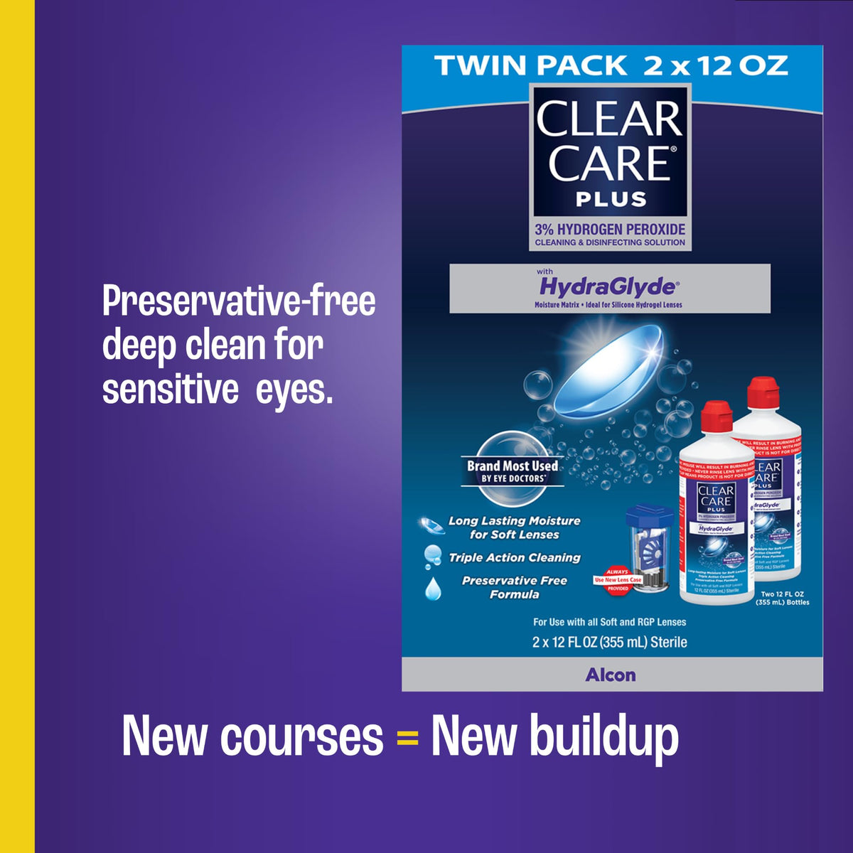 CLEAR CARE Plus Cleaning & Disinfecting Contact Lens Solution, 12 Oz 2 Pack