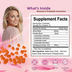 Women's Probiotics Gummies with Slippery Elm – Vaginal Health, Gut Health & pH Balance Support, Pineapple Flavor – Gluten Free, Vegan (30 Servings)（Q2）