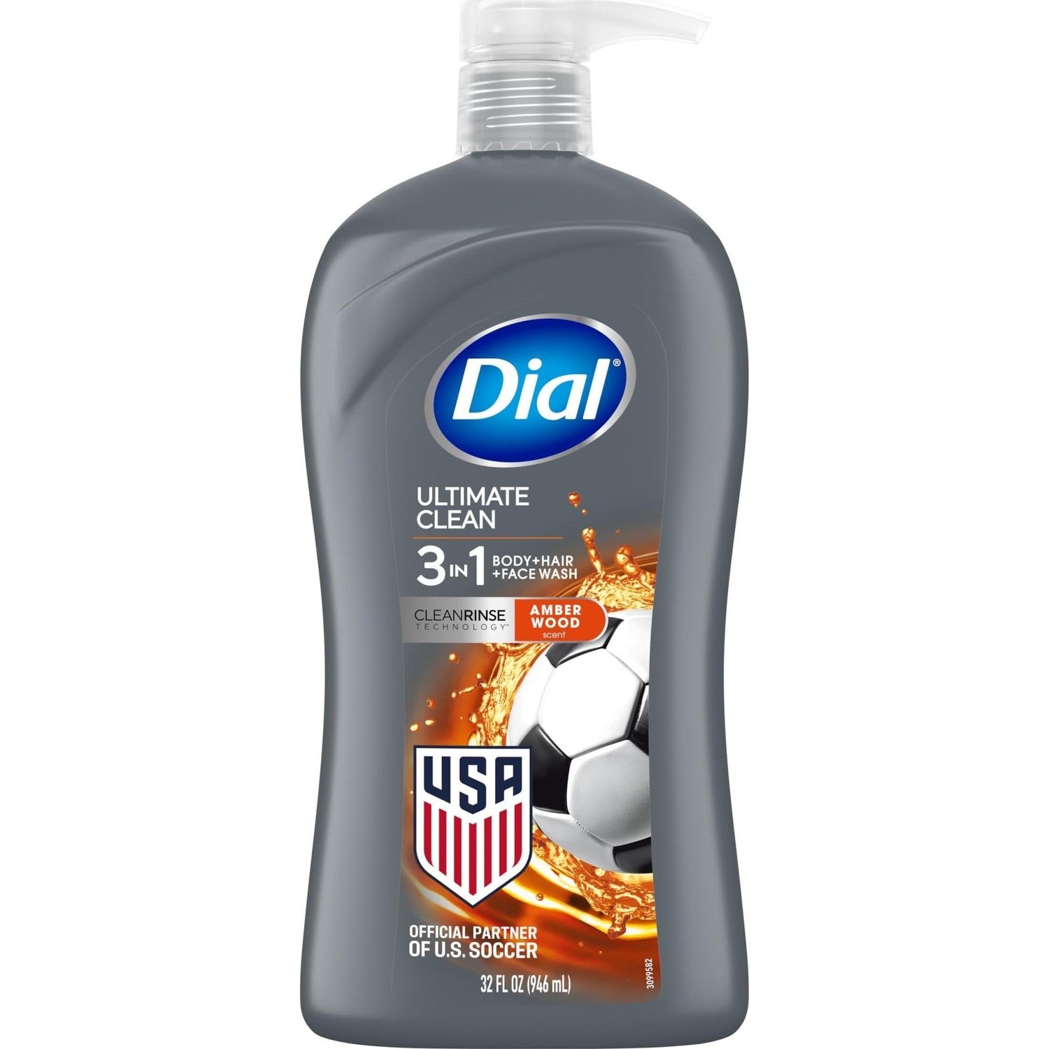 Dial Men 3in1 Body, Hair and Face Wash, Ultimate Clean, 32 Fl Oz