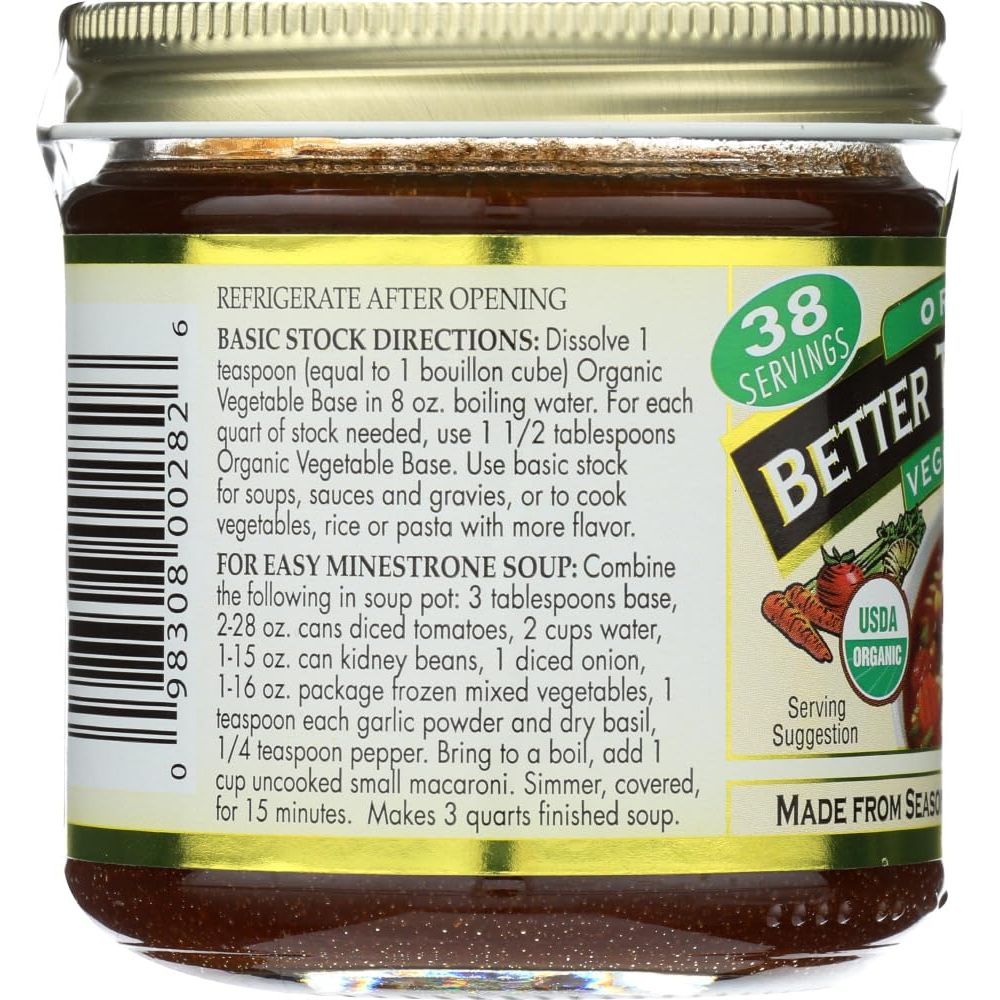 Buy now Better Than Bouillon Organic Vegetable Base, Made from Seasoned & Concentrated Vegetables, Organic & Vegan, Makes 9.5 Quarts of Broth, 8 OZ Jar (Pack of 3) at indiglob india