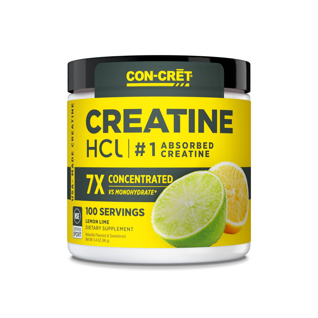 Buy now CON-CRET Creatine HCl Powder | Muscle, Cognitive, Cellular Energy Support | No Bloating or Cramps | USA Made & NSF Certified | Lemon Lime (64 Serving) Lemon Lime 100 servings (Pack of 1) at indiglob india