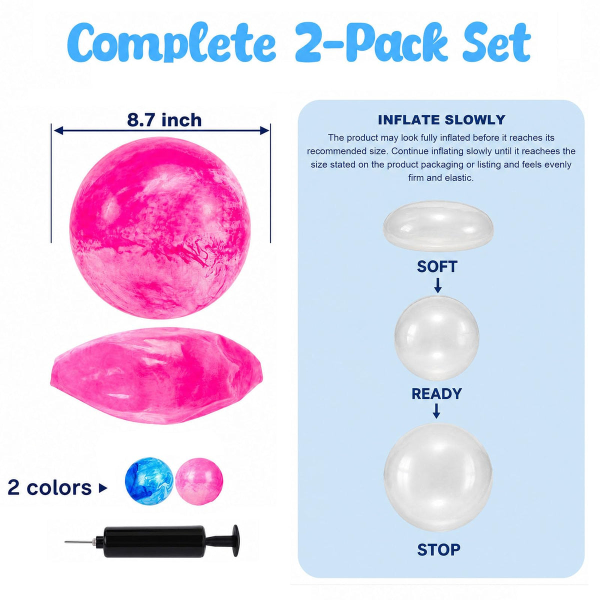 AMOR PRESENT 2 PCS Inflatable Playground Balls, 8.7 Inch