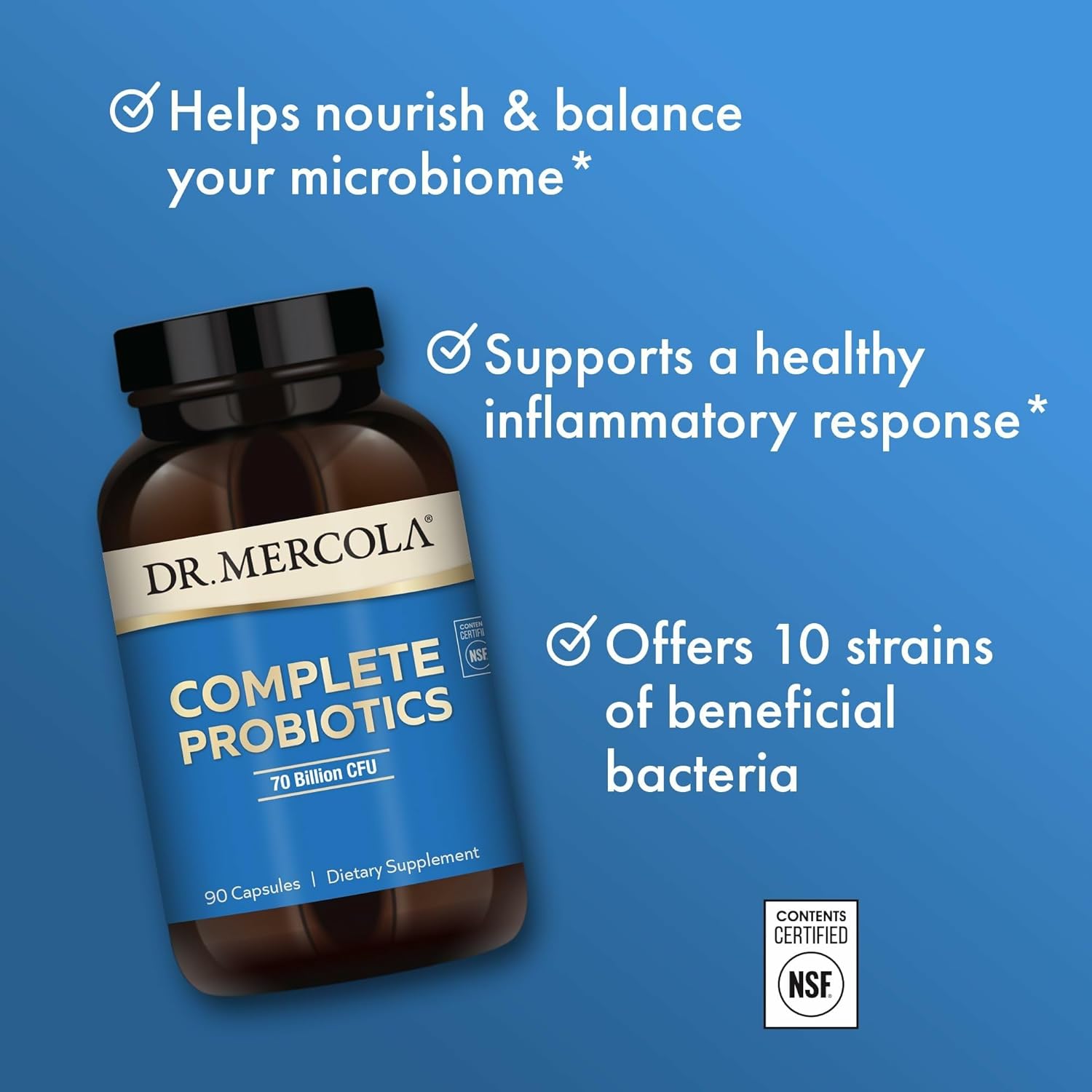 Buy now Dr. Mercola Complete Probiotics - 70 Billion CFU - Supports Immune, Digestive & Gut Health - Features 10 Strains - Shelf Stable - GMO-Free, Gluten-Free & Soy-Free - 90 Capsules (90 Servings) at indiglob india