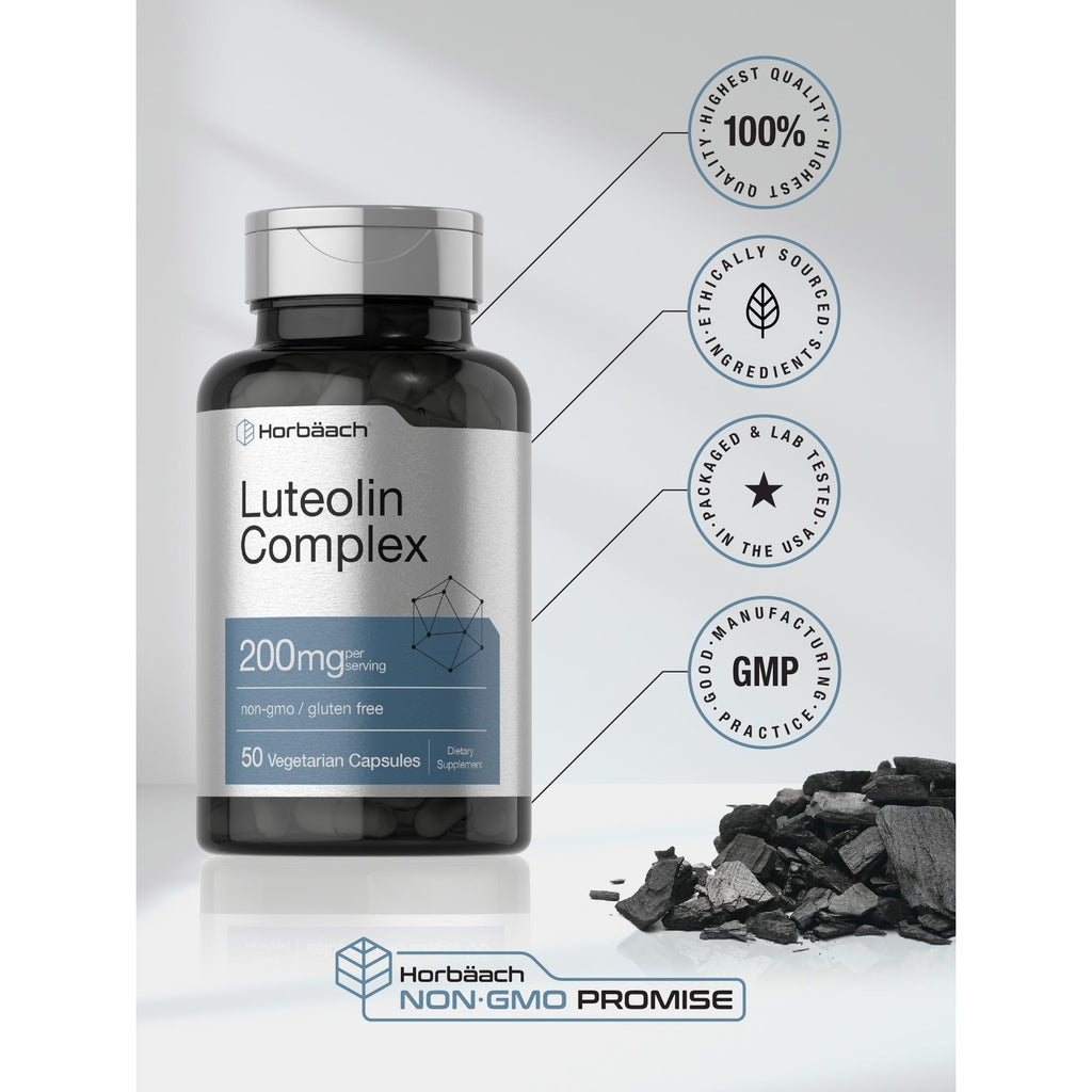Horbäach Luteolin Supplement | 200mg | 50 Capsules | Complex with Rutin