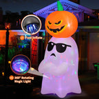 GOOSH 6.2 FT Halloween Inflatables Ghost with Pumpkin Outdoor Decorations Blow Up Yard with Built-in LEDs for Garden Lawn Indoor Party Decor