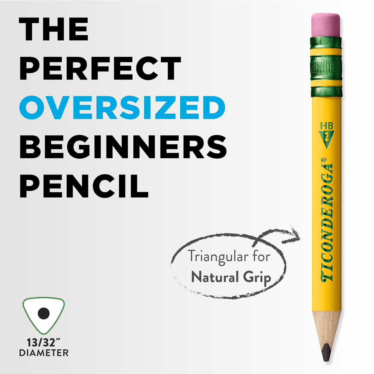 Ticonderoga My First Short Triangular Wood-Cased Pencils, #2 HB Soft