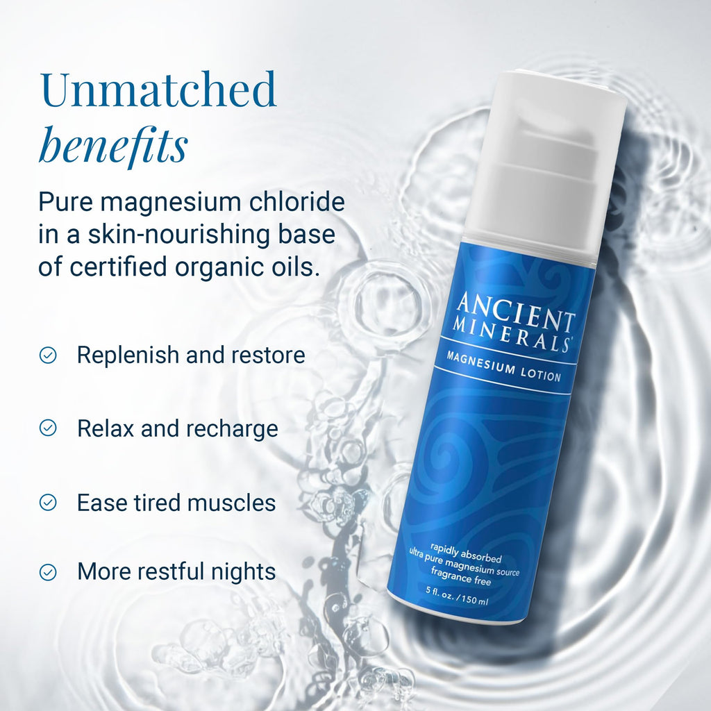 Buy now Ancient Minerals Magnesium Lotion â€“ Zechstein Magnesium Chloride Cream with Shea Butter, Organic Oils & Hyaluronic Acid for Skin Hydration, Non-Greasy Body Lotion, 5oz at indiglob india