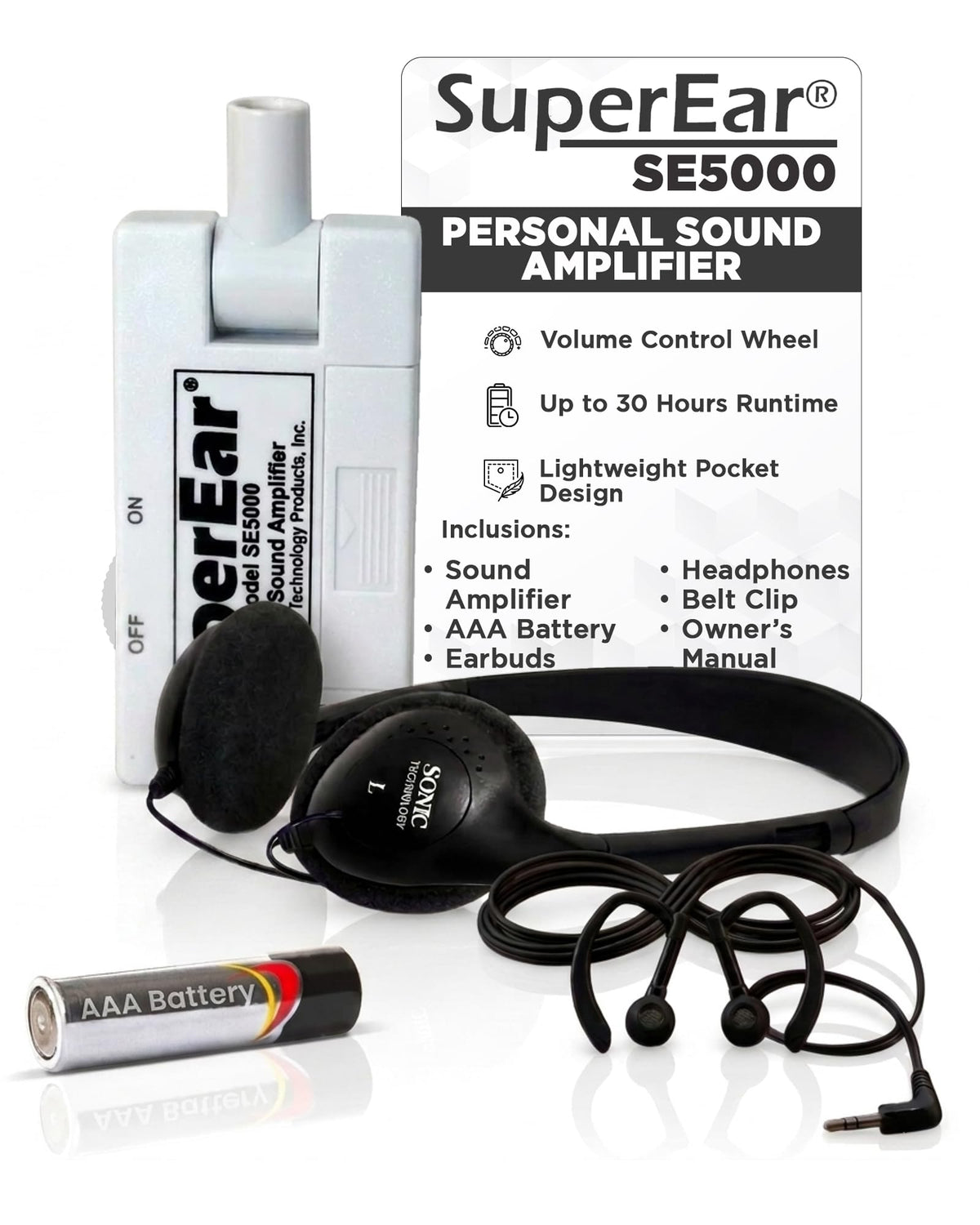 SuperEar SE5000 Hearing Amplifier for Seniors, Sound Amplifier, Headphones
