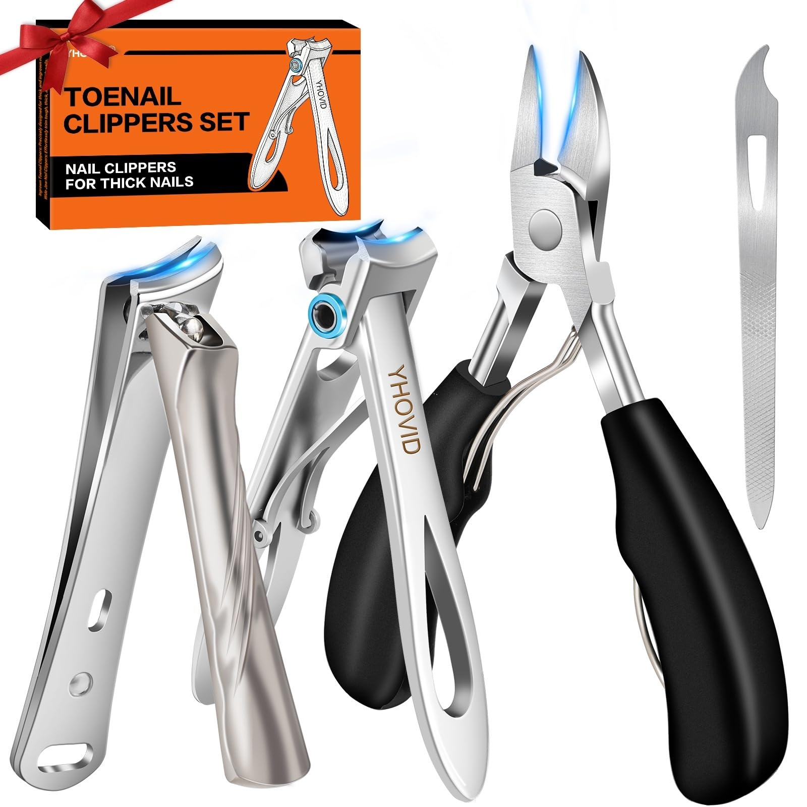 Toe Nail Clippers for Men, Toenail Clippers for Thick Nails for Seniors, German Ultra Sharp Stainless Steel Fingernail Clipper with Catcher, Heavy Duty Ingrown Nail Cutter Long Handle with Wide Jaw