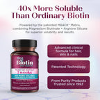 Purity Products MyBiotin ProClinical - Biotin - Thicker Hair in 3 Weeks | Fights Wrinkles, MB40X Patented Biotin Vitamin B7 Matrix w/Astaxanthin - 40X More Soluble vs Ordinary Biotin, 90 Veg Capsules