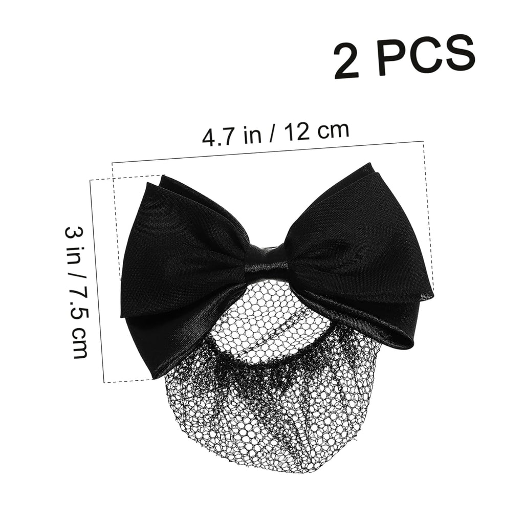 Buy now Beaupretty 2 Pieces Hair Snood Net Barrette Mesh Clip Elastic Butterfly Bun Bow Headdress for Lady Women Dance Office (Black) at indiglob india