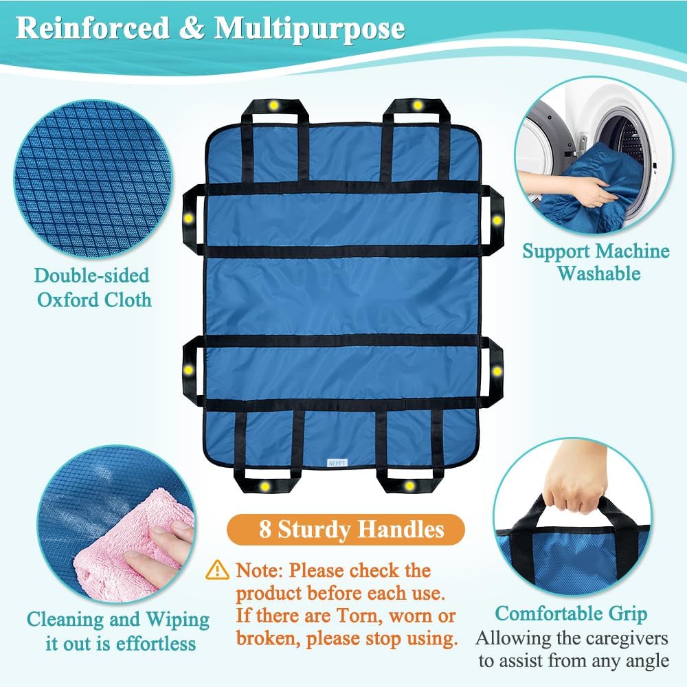 Buy now NEPPT Positioning Bed Pads for Elderly Transfer Sheet Hospital Bed Blanket Bedridden Patient Turning Body Lift Assist Draw Sheets with Handles for Pull, Slide, Repositioning, Transferring (48" X 40") at indiglob india