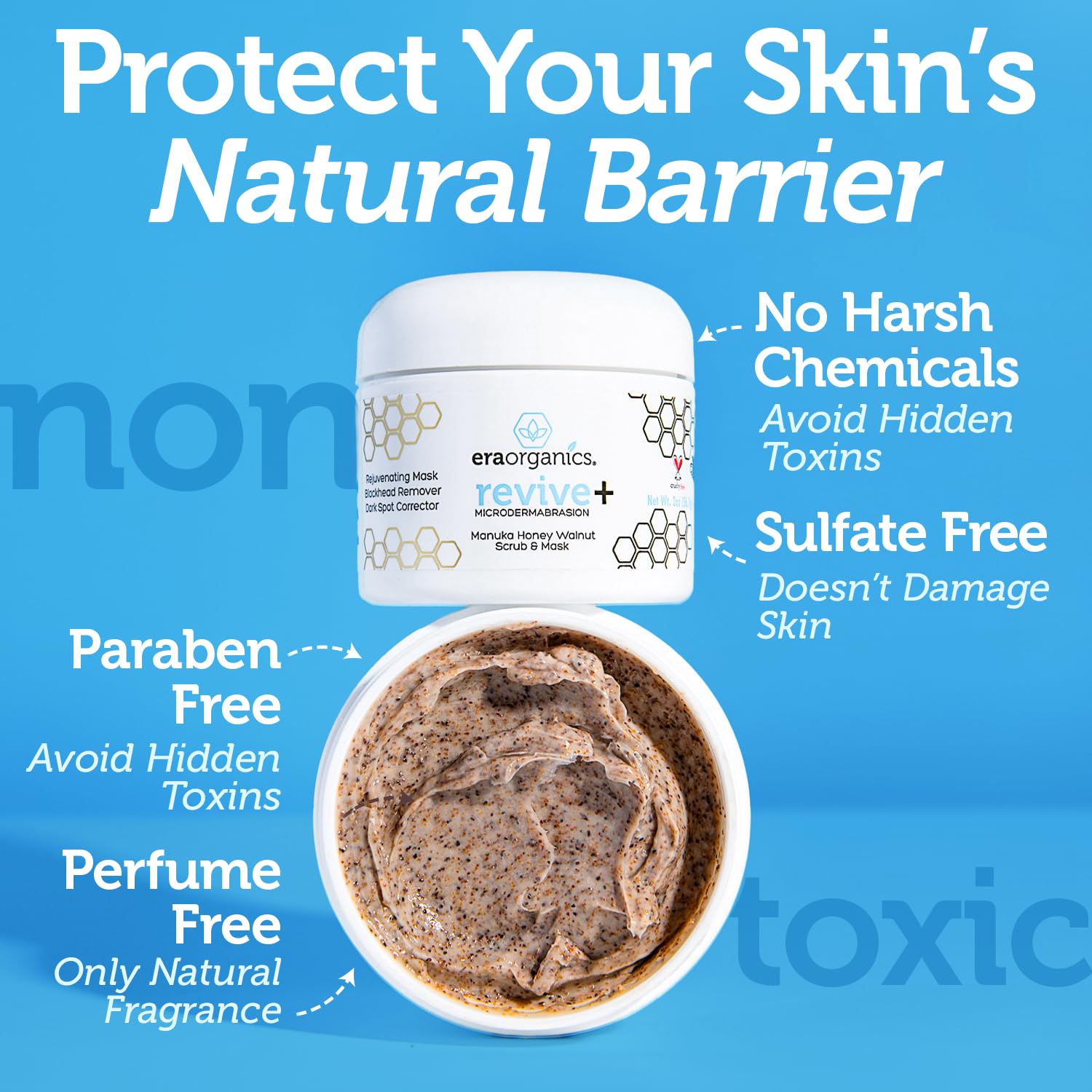 Manuka Honey Exfoliating Facial Scrub - Microdermabrasion Face Exfoliant | Gentle Moisturizing Exfoliator - Cleanse & Smooth Skin, Minimize Pores - With Organic Aloe Vera & Natural Cehami Extract 2oz