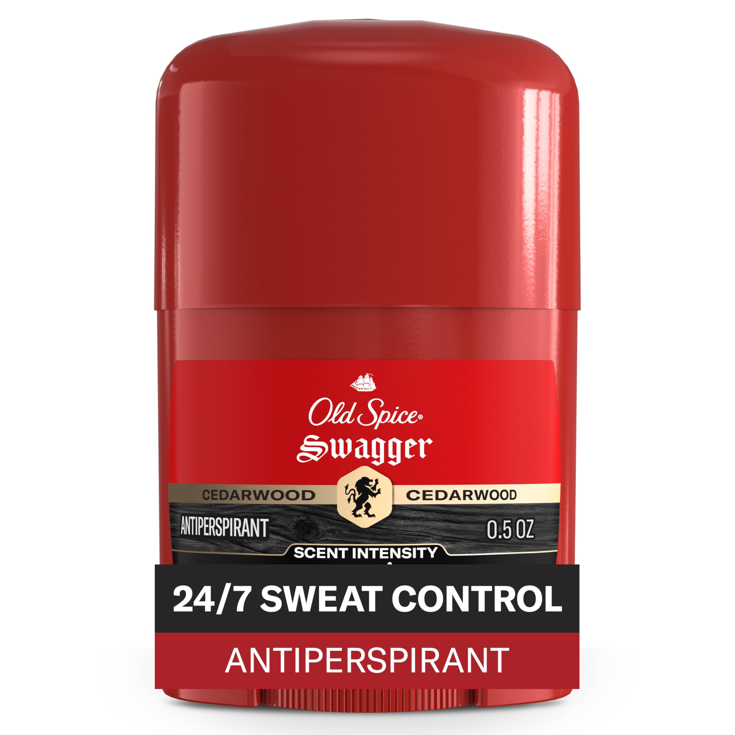 Old Spice Antiperspirant Deodorant for Men, 24/7 Sweat & Odor Protection, 24/7 Lasting Freshness, Invisible Solid, Swagger with Cedarwood Scent, Trial Size, 0.5 oz