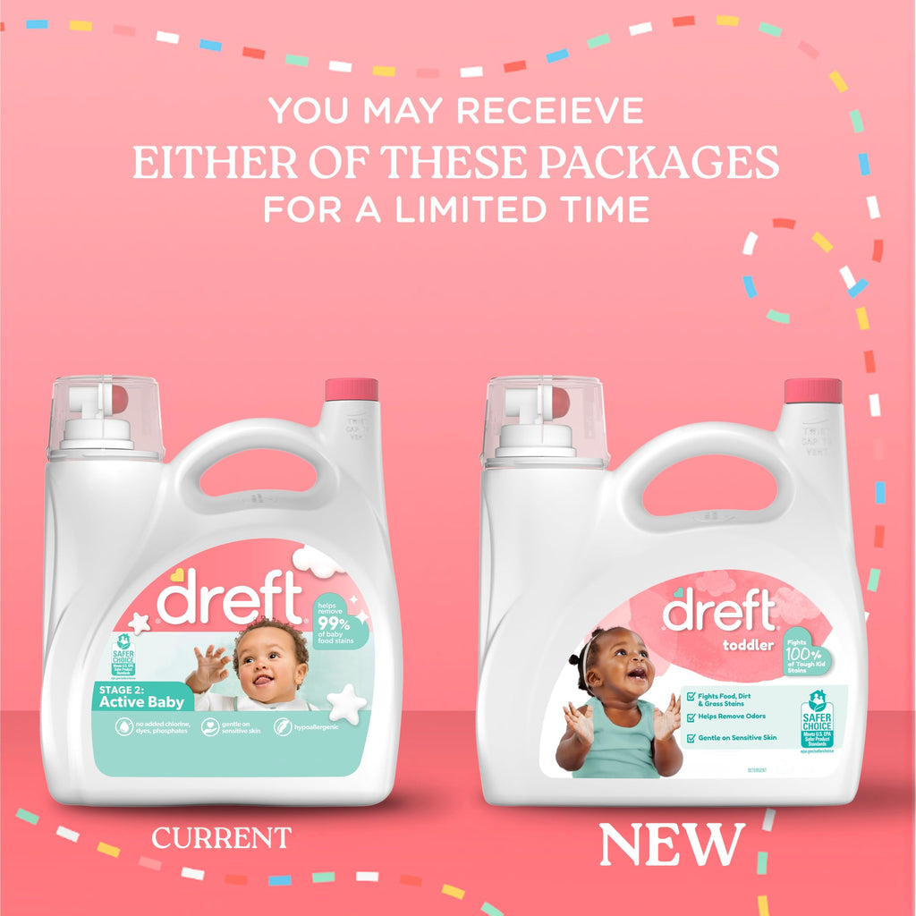 Dreft Toddler Liquid Laundry Detergent, Fights Stains, Removes Odors, 45 loads, 60 fl oz