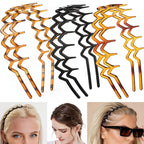 6 PCS Zig Zag Headbands Plastic Wavy Hair Head Band Comb with Teeth Hoop Accessories for Women Men Girls, Matte Morandi