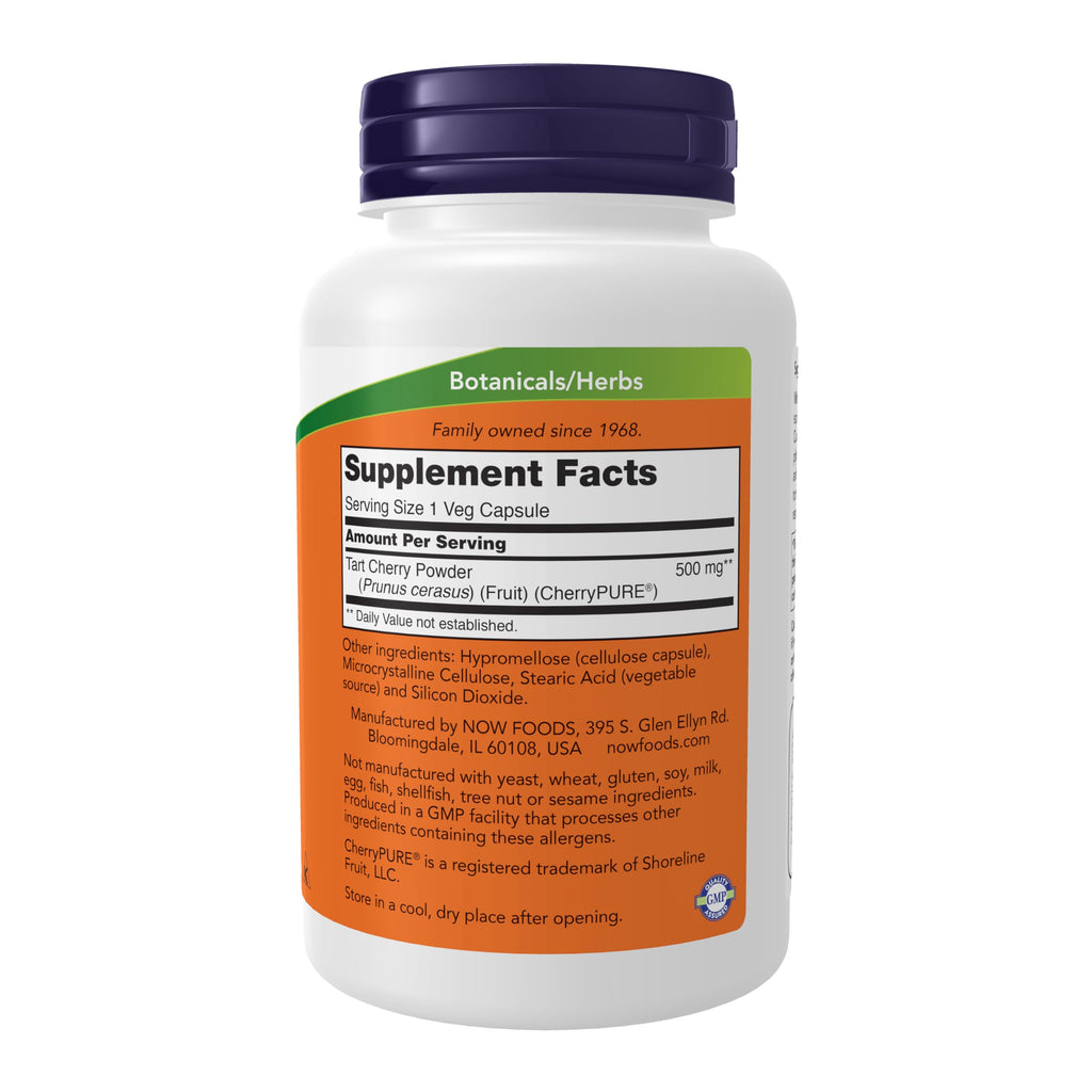 Buy now NOW Foods Supplements, Tart Cherry (Prunus cerasus) 500 mg, 50:1 Concentrate, Herbal Supplement, 90 Veg Capsules at indiglob india