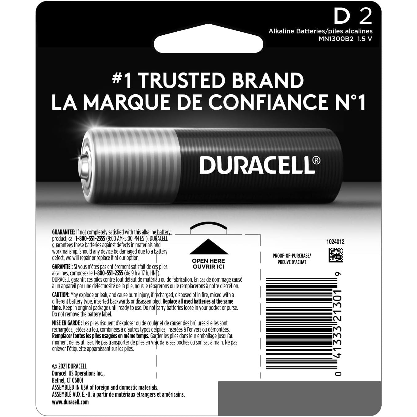 Buy now Duracell Coppertop D Batteries, 2 Count (1 Pack), D Battery with Long-lasting Power, All-Purpose Alkaline Battery for Household and Office Devices at indiglob india