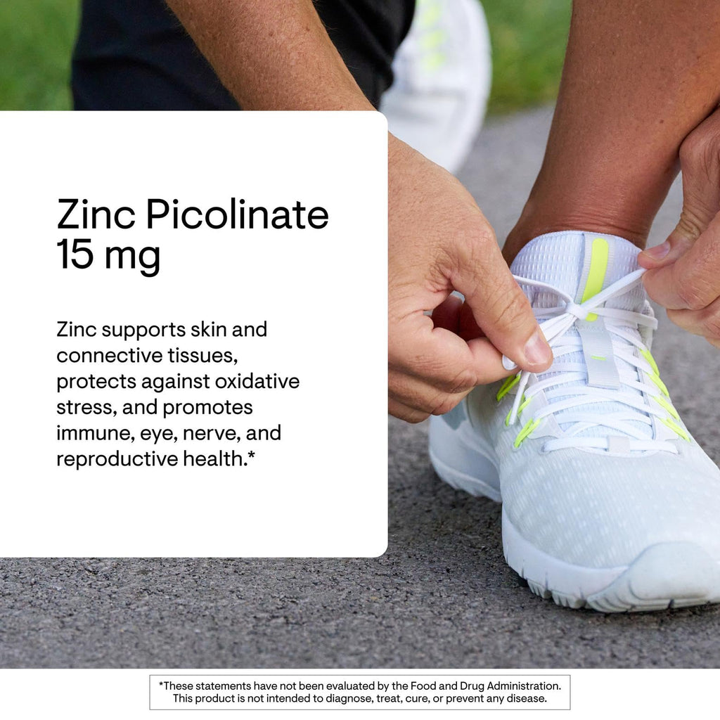 THORNE Zinc Picolinate 15 mg, Highly Absorbable Zinc, 60 Capsules | Supports Immune System, Eye, Skin, Nerve & Reproductive Health*, Trace Mineral Supplement, NSF Contents Certified
