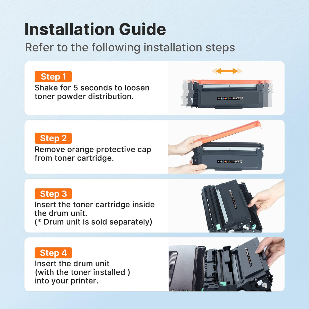 E-Z Ink TN660 Toner Cartridge Compatible for Brother TN660 TN630,4 Black
