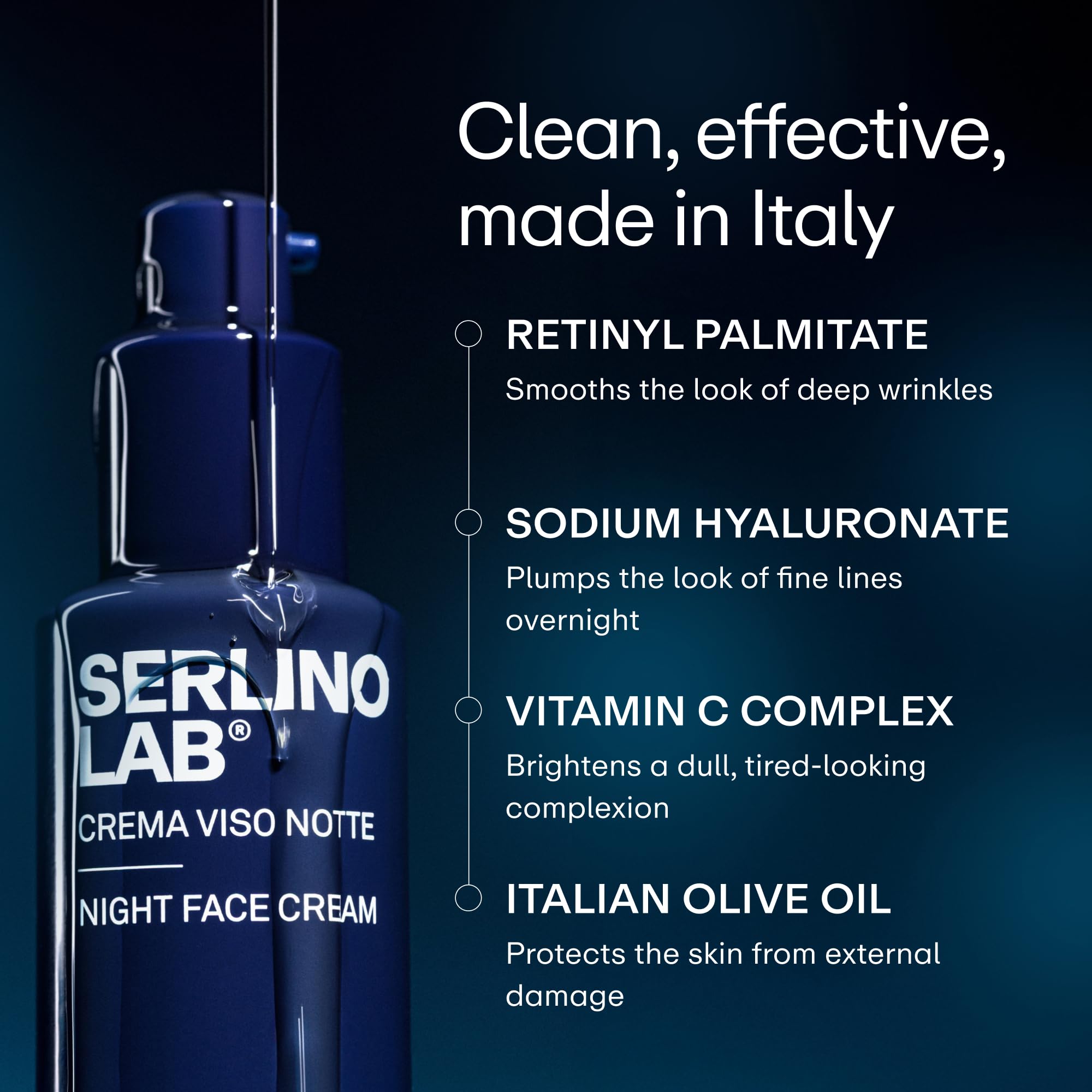 SerlinoLab Night Face Cream for Men – Anti-Aging Moisturizer with Retinol & Hyaluronic Acid, Hydrates Skin, Helps Reduce Wrinkles, Improves Firmness and Elasticity, 1.7 fl oz