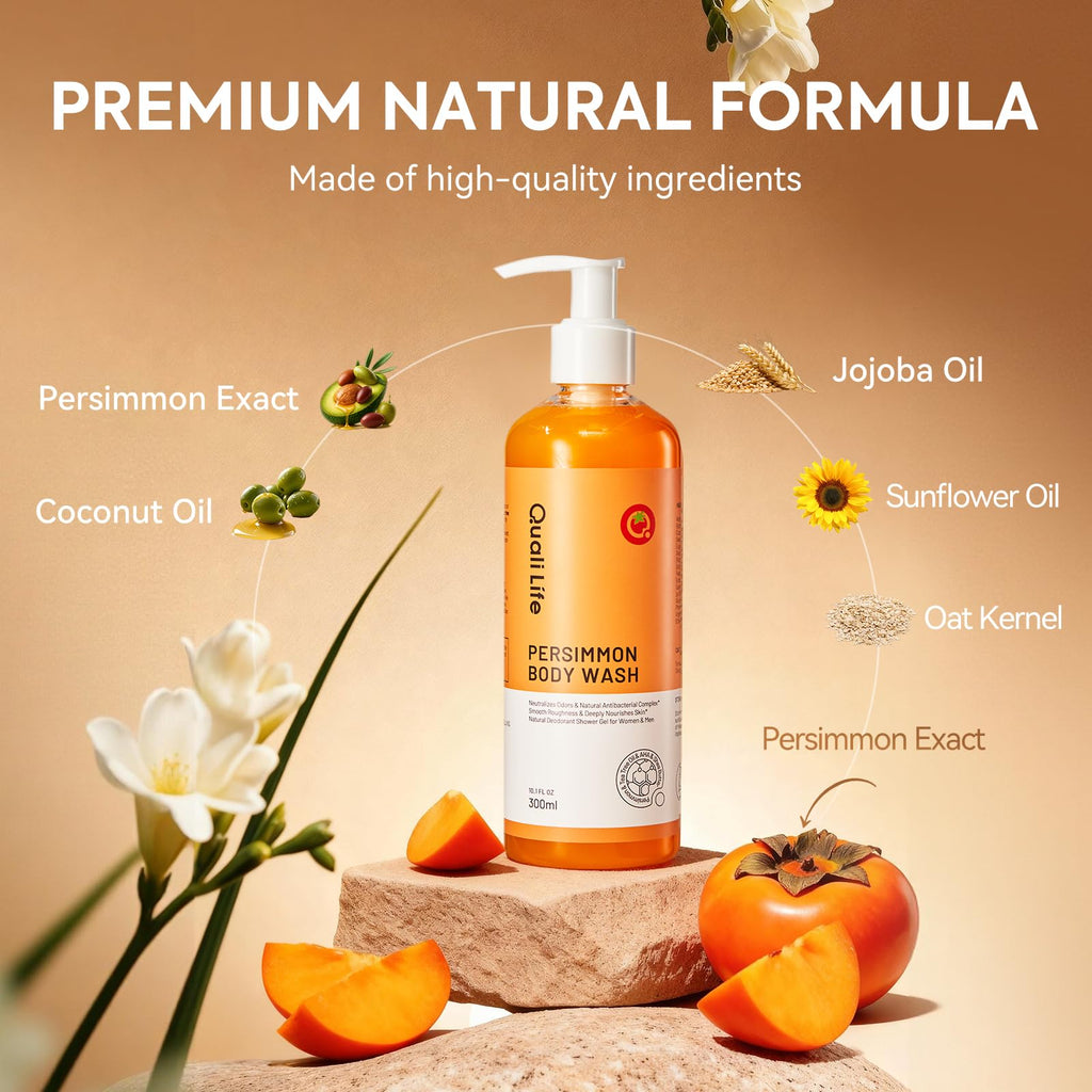 Persimmon Body Wash for Old People Smell, Natural Deodorant Bar Soap for Strong Odor Smelly Feet Remove, Deep Cleansing Body Deodorizing for Eliminating Odor, Kids Safe