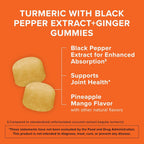 Qunol Turmeric + Black Pepper & Ginger Gummy 550mg Enhanced Absorption 90ct | Gluten Free Supplement that Supports Joint Health and a Healthy Inflammation Response, Delicious Pineapple Mango Flavor