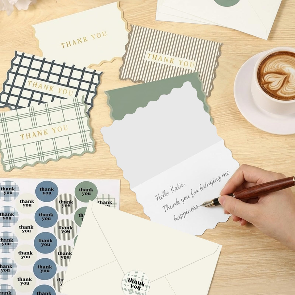 Thank You Cards Set of 30 With Envelopes and Stickers - Elegant Blank Cards