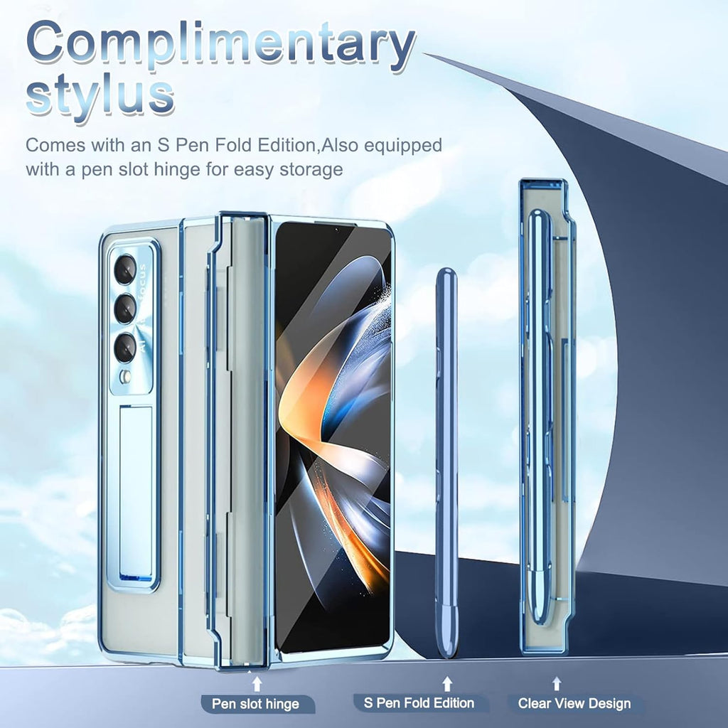 Buy now NINKI Compatible Samsung Galaxy Z Fold 5 Case with S Pen Holder & S Pen,Screen Protector Hinge Case for Samsung Z Fold 5 Case with Kickstand,Samsung Z Fold 5 5g Case Galaxy Fold 5 5g Phone Case Blue at indiglob india