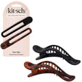Buy now Kitsch Flat Hair Clips for Women - Strong Hold, No Slip Grip Flat Claw Clips | Sleek Curved Design For Comfortable Look | Hair Accessories For Girls | Ideal Gifts for Women - Black & Tortoise, 2pcs at indiglob india