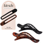 Buy now Kitsch Flat Hair Clips for Women - Strong Hold, No Slip Grip Flat Claw Clips | Sleek Curved Design For Comfortable Look | Hair Accessories For Girls | Ideal Gifts for Women - Black & Tortoise, 2pcs at indiglob india