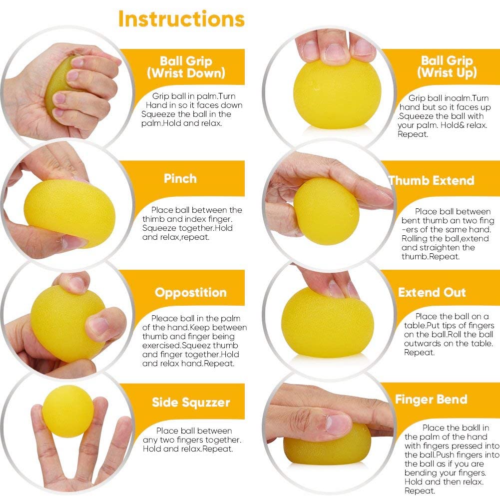 Hand Exercise Balls, Stress Balls, Squeeze Balls for Hand Therapy