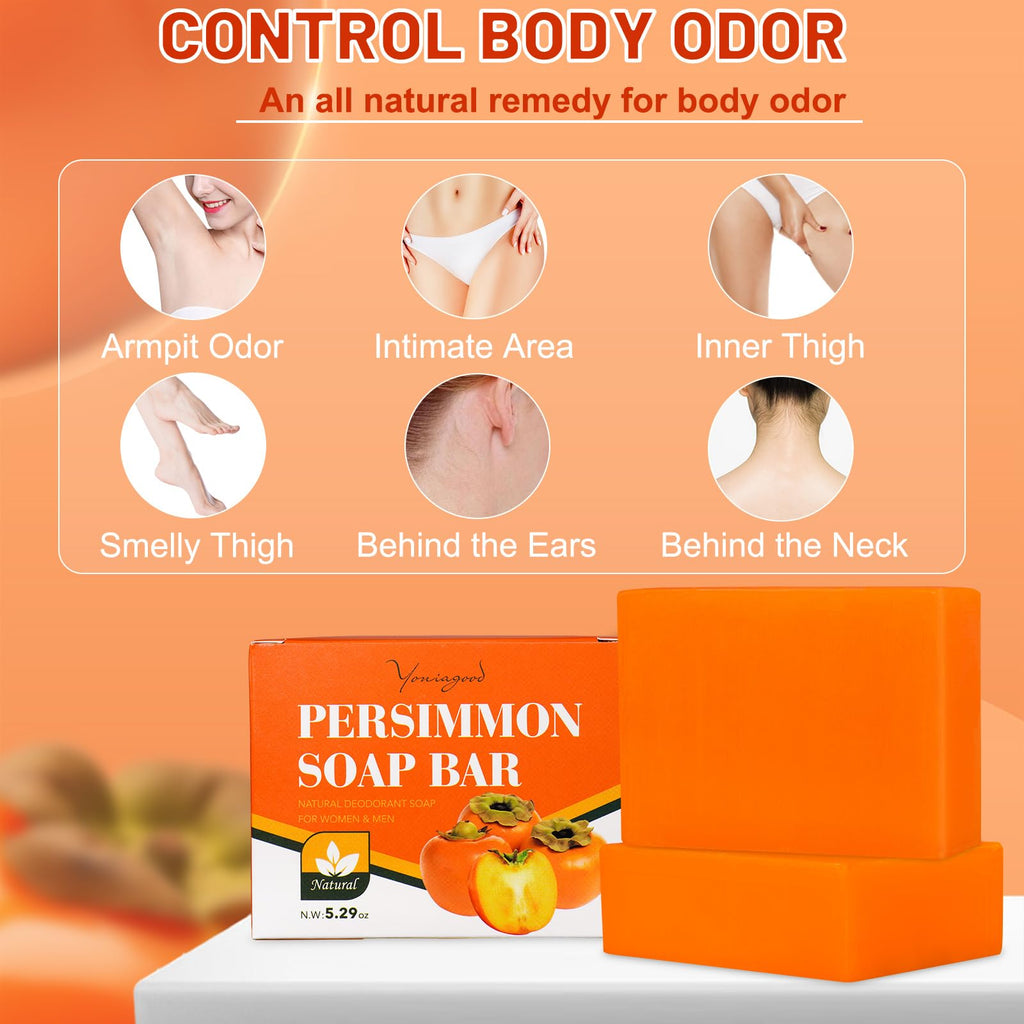 2 PCS Persimmon Soap Bar for Old People Smell, Deodorizing Bar Soap