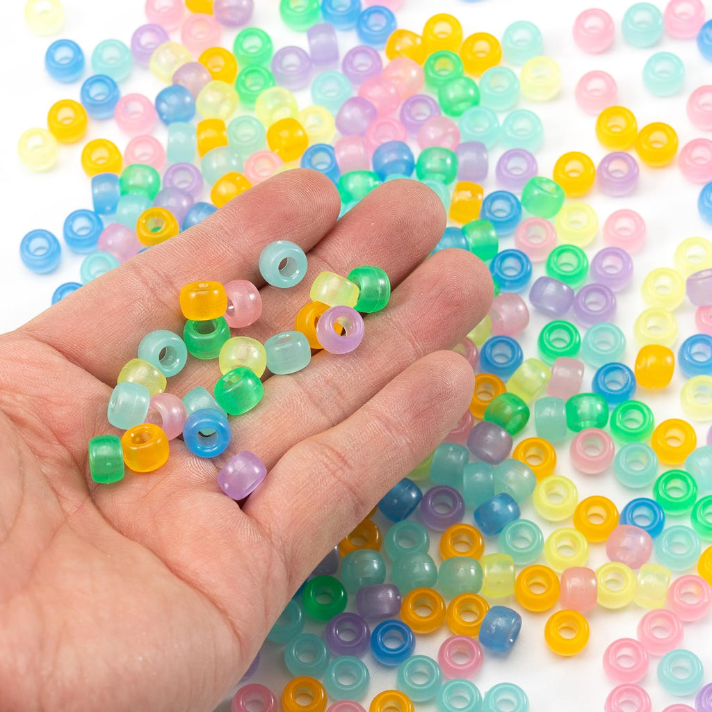 1000Pcs Glow in The Dark Pony Beads Kandi Bulk for Hair Bracelet Keychains