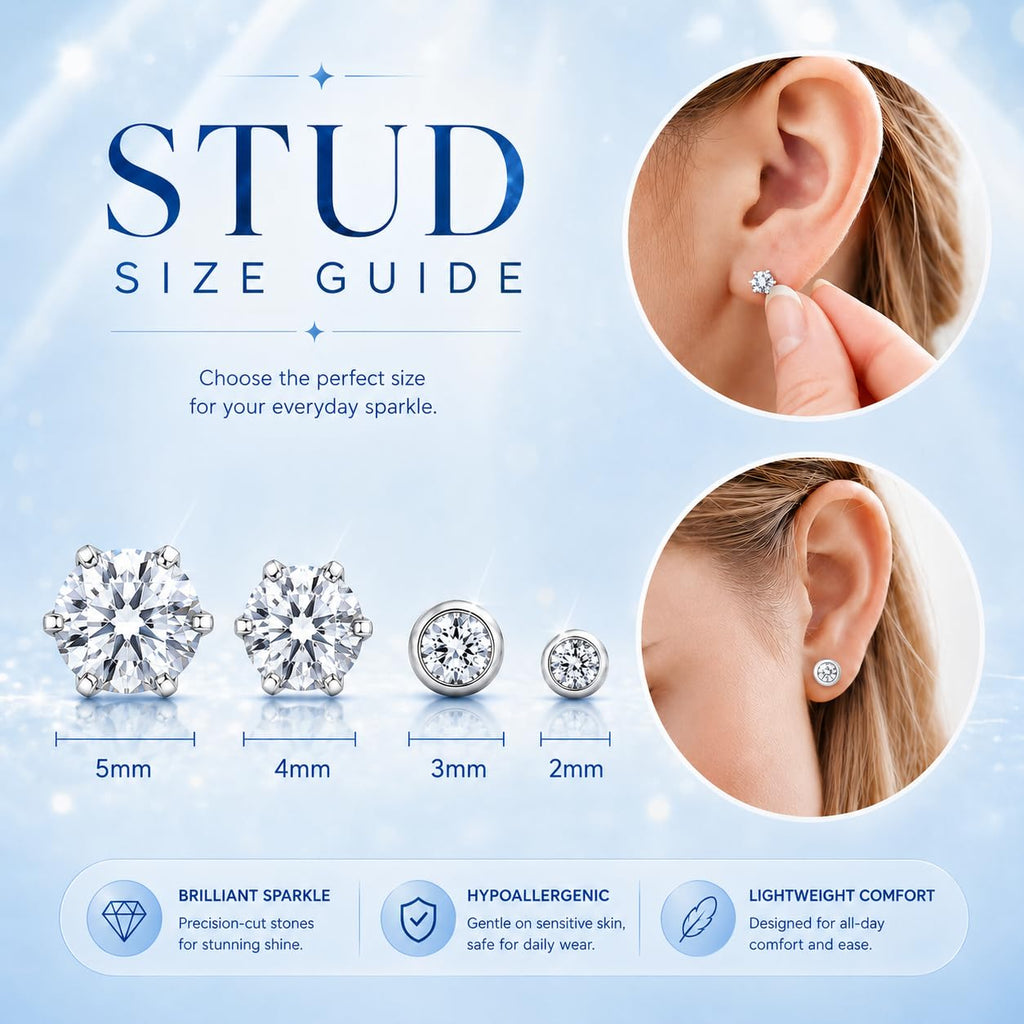 Anzero Ear Piercing Kit, Disposable Ear Piercing Gun with 5MM CZ Studs | Sterile Packed, 316L CZ Studs, Painless Quick Piercing, Easy and Safe, Home Self-Use, Suitable for Women, Men and Girls