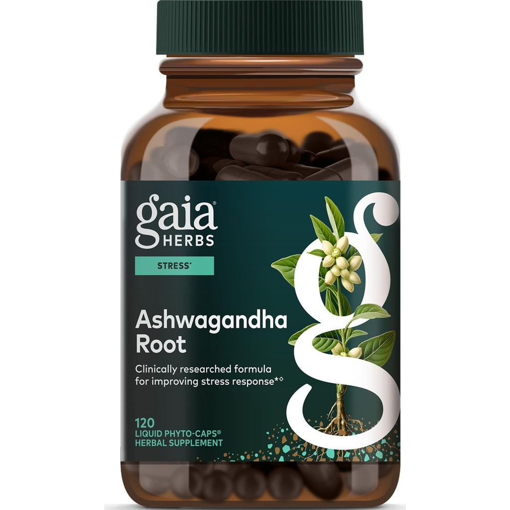 Gaia Herbs Ashwagandha Root 350 mg - Supports Balanced Energy Levels & Positive Outlook*- Supports Healthy Cortisol Balance* - 60 Vegan Liquid Phyto-Caps (30 Servings)