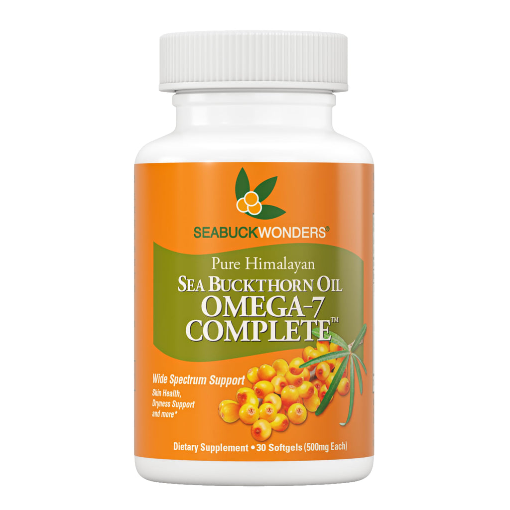 SeabuckWonders Organic Sea Buckthorn Oil Omega-7 Complete, 30 Softgels | 15 Day Supply, with Omega 3, 6 & 9, Supports Hair, Skin & Nails, 100% Pure with Zero Filler Oil