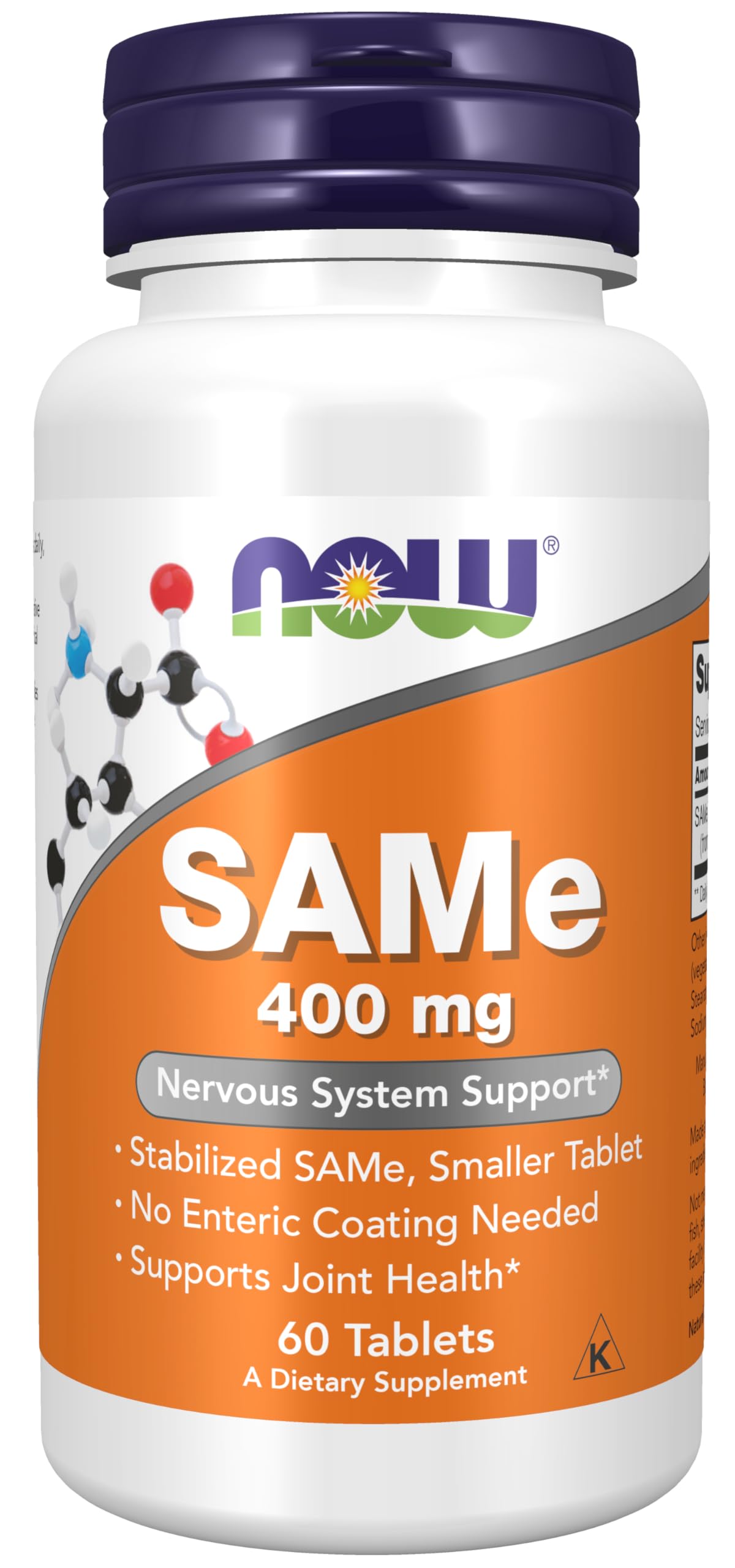 Buy now NOW Foods Supplements, SAMe (S-Adenosyl-L-Methionine) 400 mg, Nervous System Support*, 60 Tablets at indiglob india