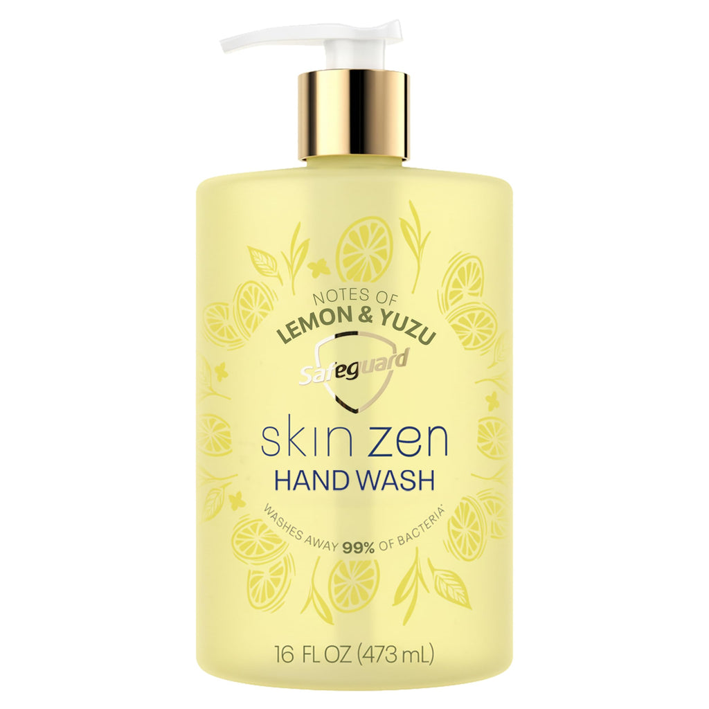 Safeguard Liquid Hand Soap, Skin Zen, Washes Away 99% Bacteria, Made with Natural Moisturizers & 2X Skin Conditioners, Safeguarding Families, PH Balanced Formula, Vanilla & Cashmere Scent, 16 oz