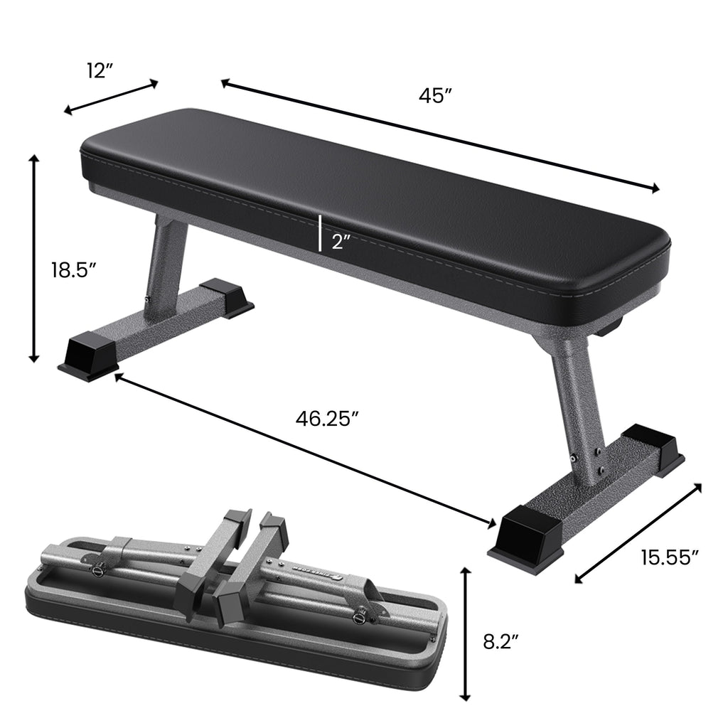 Finer Form Foldable Flat Weight Bench for Home Gym, 1,000 lb Capacity