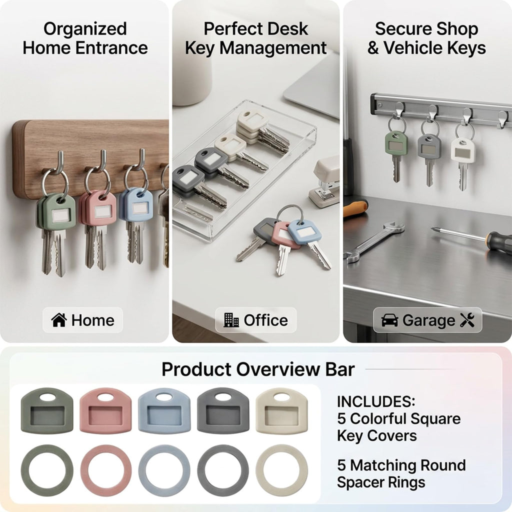 Silicone Key Cover 50PCS with Labels Key Caps and Key Tags for Identifying House Keys Head Protectors for Home Office