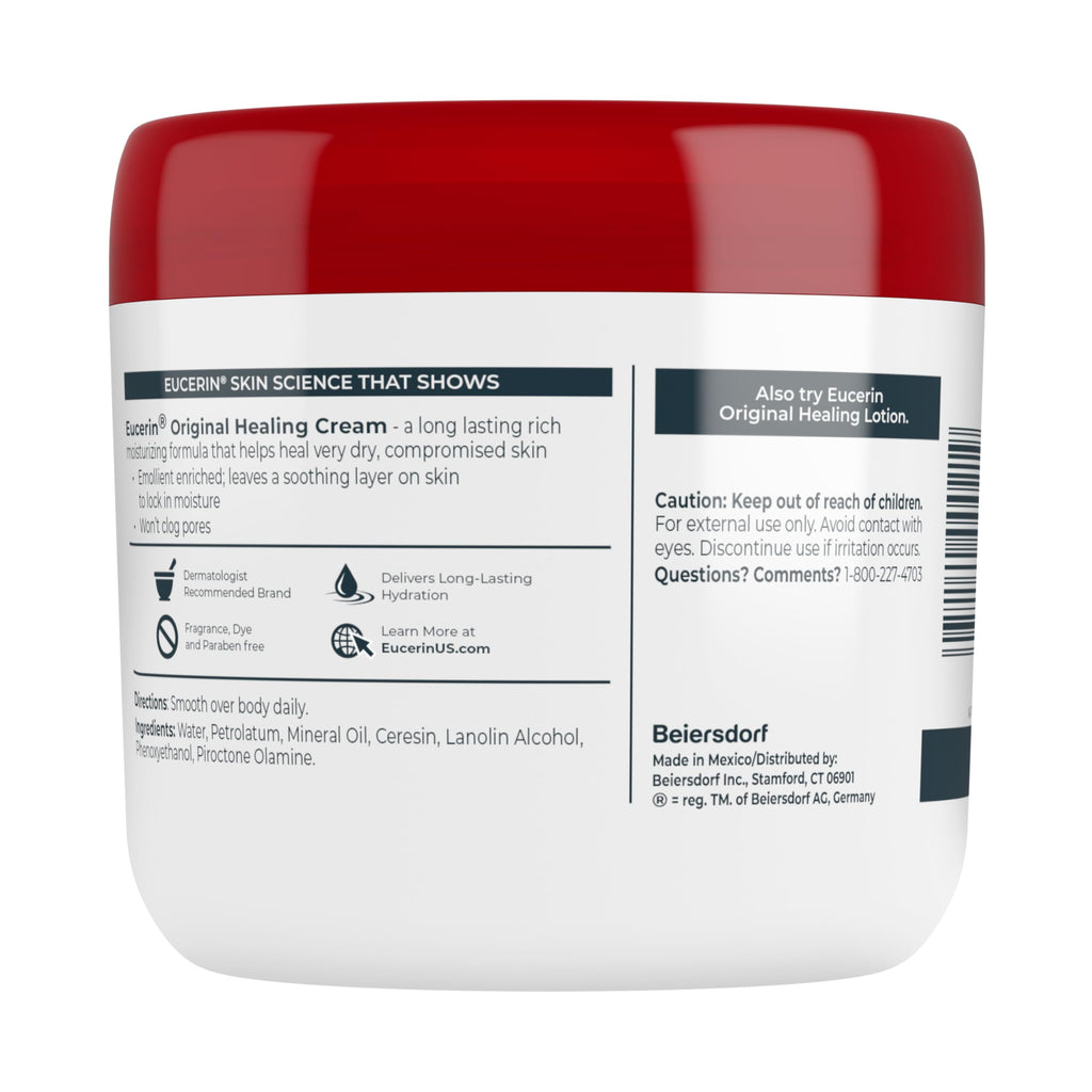 Eucerin Original Healing Cream, Emollient Enriched, 2 x 16 OZ | Unscented Body Cream for Extra Dry and Compromised Skin, Emollient Enriched Body Moisturizer, Long-Lasting Hydration
