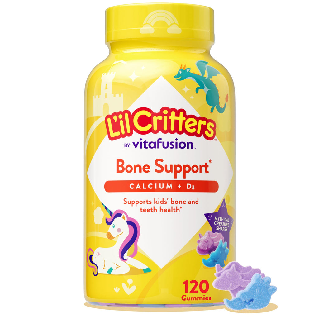 L'il Critters Kids Calcium and Vitamin D3 Gummies | 120 Gummy Vitamins | Assorted Fruit Flavors | Gluten-Free Children's Bone and Teeth Supplement