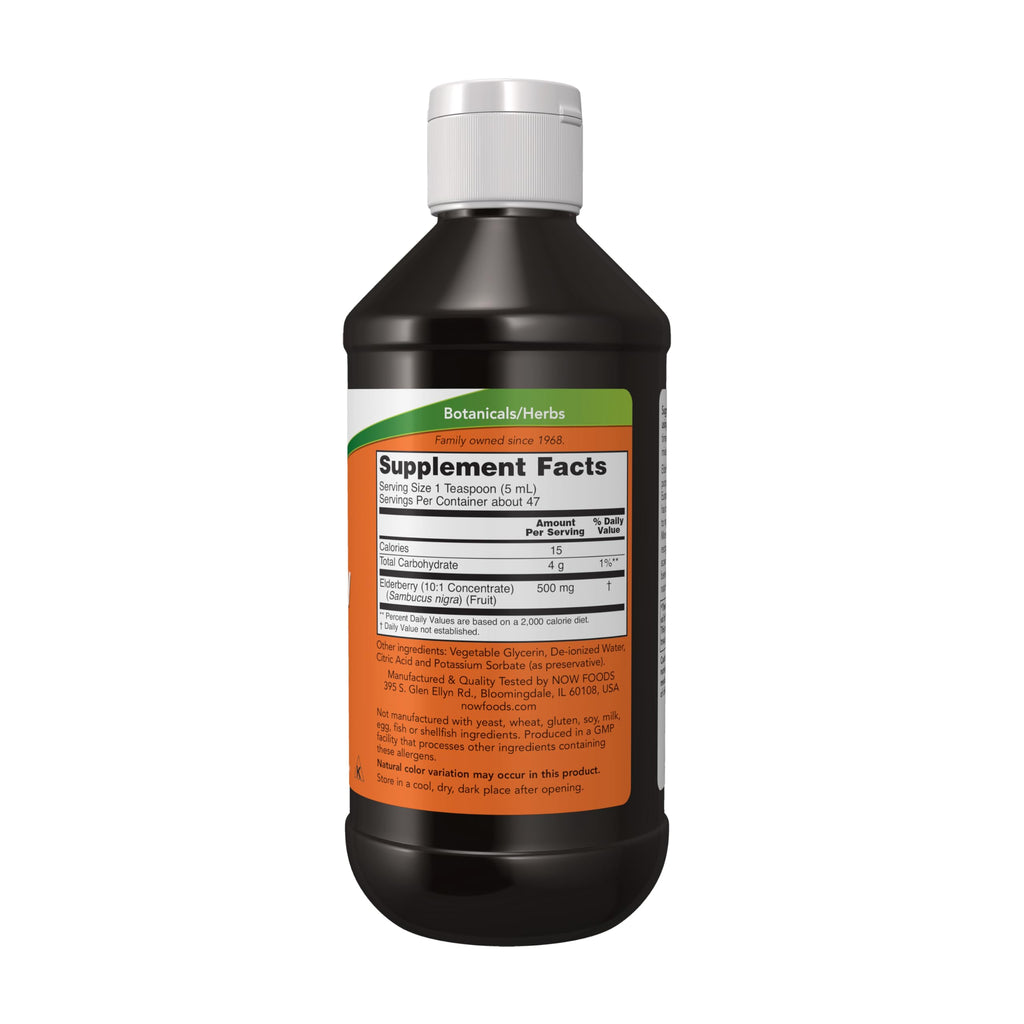 Buy now NOW Foods Supplements, Elderberry Liquid 500 mg, 10:1 Concentrate, Free Radical Scavenger*, 8-Ounce at indiglob india