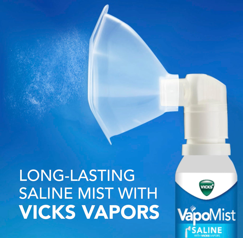 Buy now Vicks VapoMist Saline, Gentle Saline Mist with Soothing Vicks Vapors, Non- Medicated, 1.7 oz at indiglob india