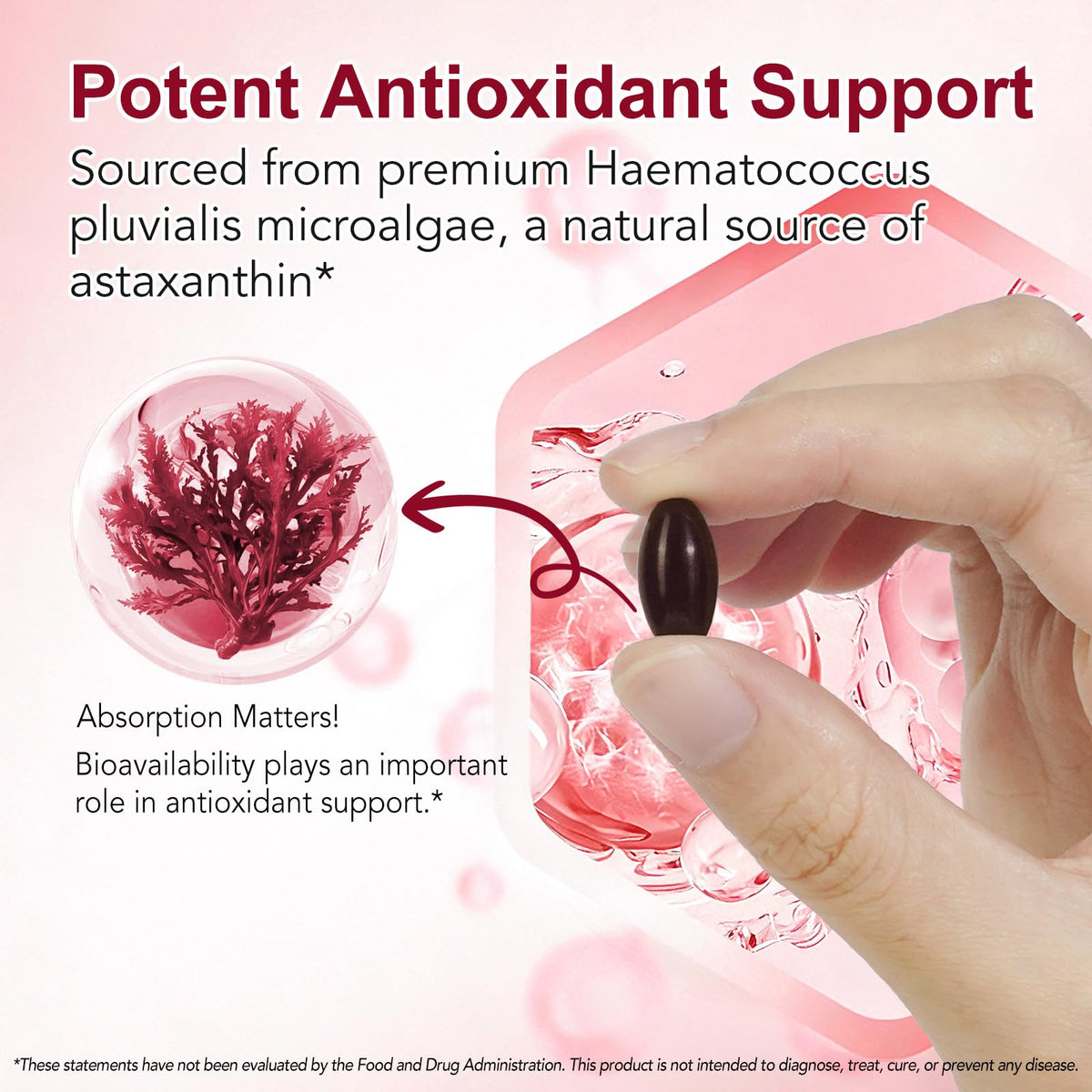 Astaxanthin Supplements 24mg | 120 Softgels | Natural Astaxanthin Antioxidant Supports for Eye, Skin & Joint Health | Fresh Microalgae Source | Non-GMO, Gluten Free