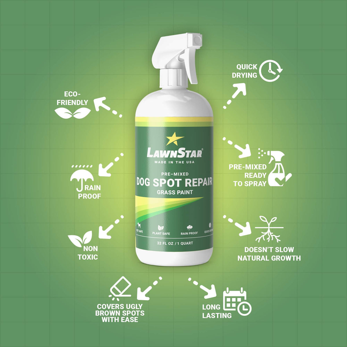 Dog Spot Repair Grass Paint, Pre-Mixed & Ready to Spray, 32oz