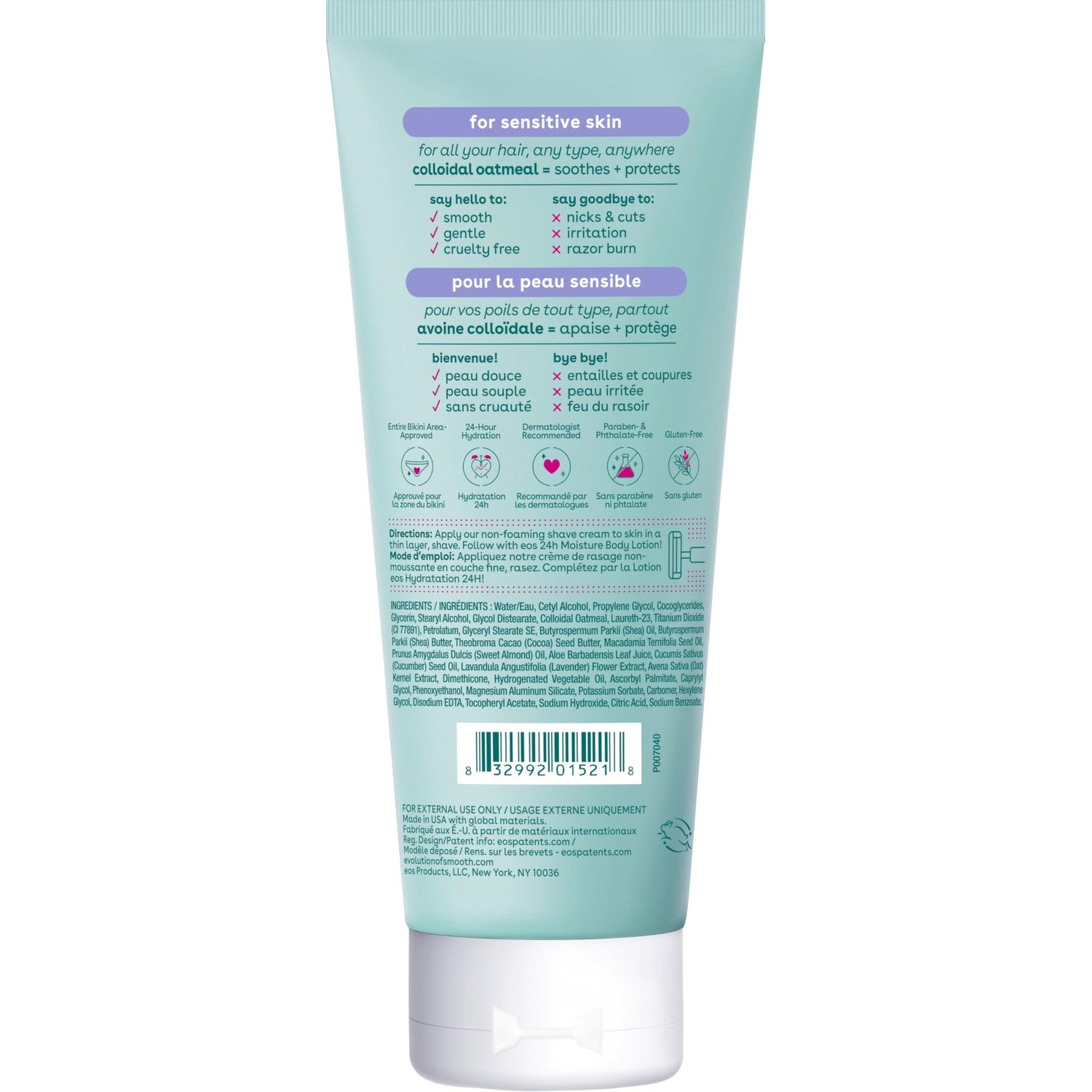 eos Shea Better Sensitive Skin Women's Shave Cream- Fragrance-Free, 2-pack of 7 oz containers