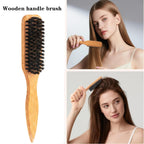 6PCS Hair Styling Tools Kit, Boar Bristle Wooden Brush, Rat Tail Metal Pin Parting Comb Edge Control Brush,Bristle Teasing Hair Brush Topsy Tail Loop Tools for Women Braiding & Edge Styling